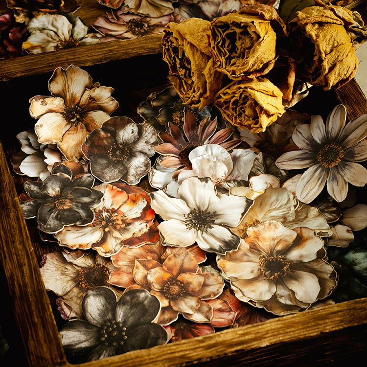 即日出荷 余白なし 100柄100枚 花びら 花柄 シール 立体 レトロ アンティーク シール コラージュ素材 お買い得 ローズ 薔薇 ヴィンテージ 手帳シール デコレーション 透けない シール 海外紙物 ハンドメイド 資材 デコレーション 花 フラワー 花びらシール 手帳 日記 DIY