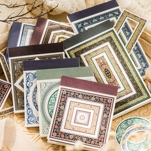 即日出荷 海外 フレーム 素材紙 枠 飾り枠 30枚 おしゃれ 便箋 メモ ミシン目付き 手で切り離せる コラージュ 素材 ジャンクジャーナル メモノート スク...