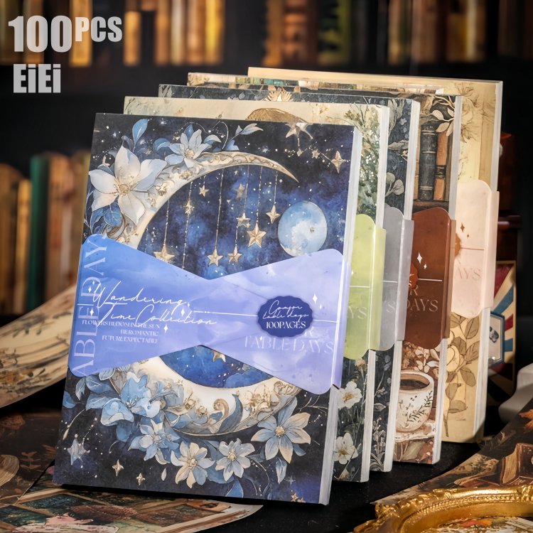 即日出荷 100枚 大容量 素材紙ブック ヴィンテージ ペーパー 背景紙 海外 紙物 紙もの コラージュ素材 ..