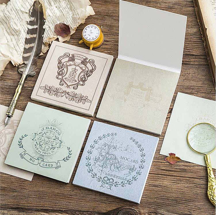 即日発送 海外 おしゃれなメモ 便箋 メモノート ◆1パック同柄50枚入り◆全4種類◆クラシック アンティーク レトロ ビンテージ 枠 手帳デコ コラージュ素材...