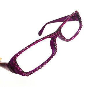 訳あり　[あす楽]レンズなし ファッションメガネ キャンディーカラー 可愛いデコ キラキラ 紫色
