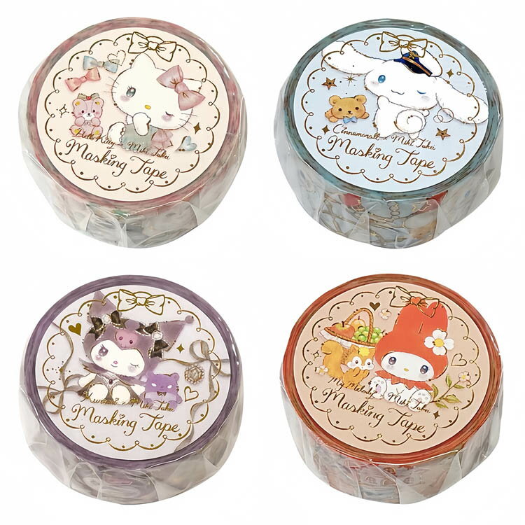 Rakuten - 即日出荷 金箔押し マスキングテープ サンリオキャラクターズ×たけいみき 第4弾 クローズピン おしゃれ 大人 かわいい ハローキティ シナモロール クロミ マイメロディ サンリオ キャラクター 文房具 日本製 マステ 幅広18mm×長さ5m