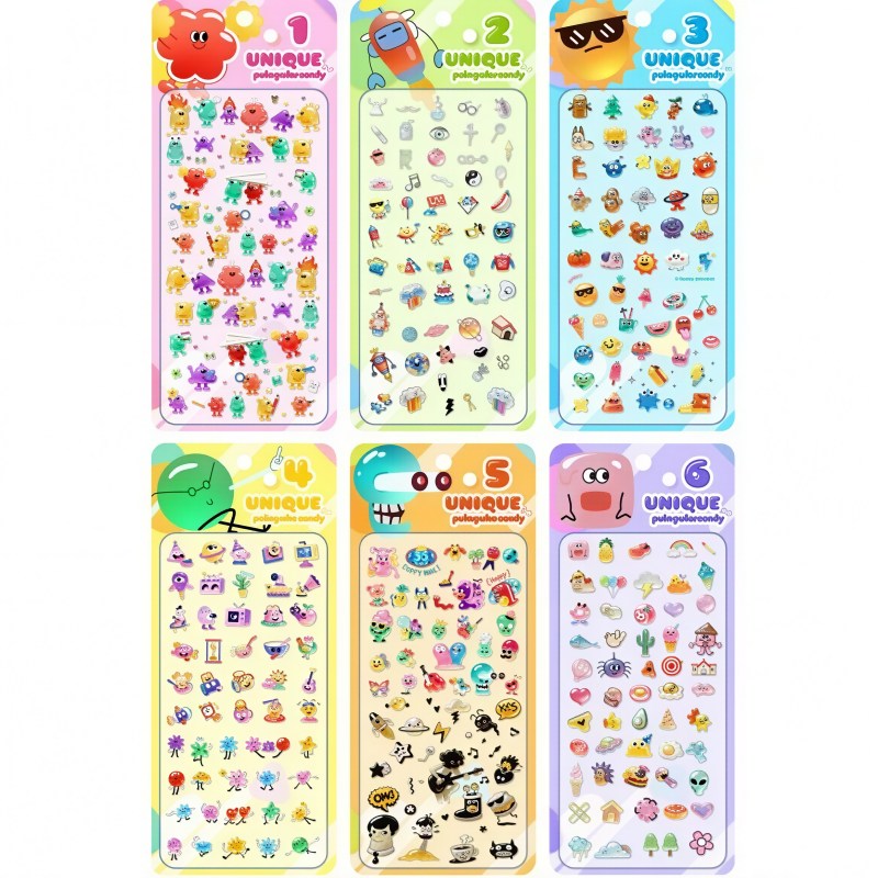 Rakuten - 即日出荷 ぷくぷくキャンディシール ユニーク 厚さ約5mm SNS 人気 立体シール 透明立体シール 3Dシール 3D立体シール 文具 雑貨小物 コラージュ素材 吉田産業 かわいい 手帳 デコ コラージュ デコレーション 平成レトロ シール帳 シール交換 シル活 シール活 DIY PKC-105