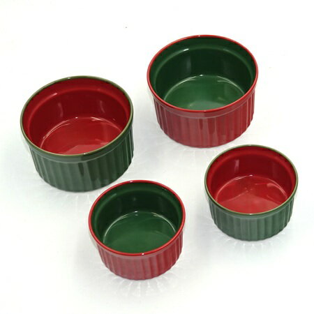 クリスマスカラー　グリーン／レッド　スフレ　ココット