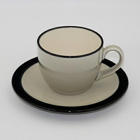 真面目な黒縁グレー　アメリカンコーヒーカップ＆ソーサー　碗皿