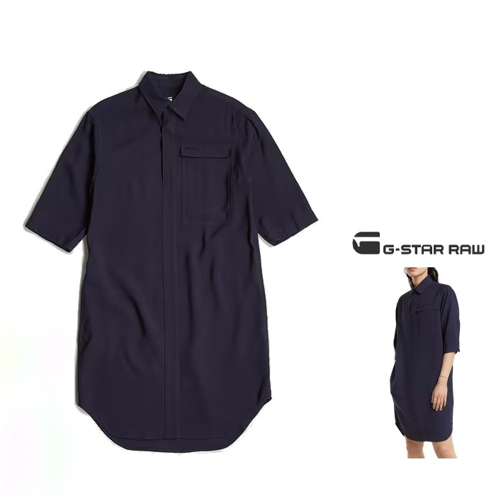 G-STAR　RAW【 ジースター ロウ 】D25245-D714-3873【 Cargo Tunic Dress S/S 】カーゴチュニック・シャツワンピースcolor【 OSAKA BLUE 】ネイビー