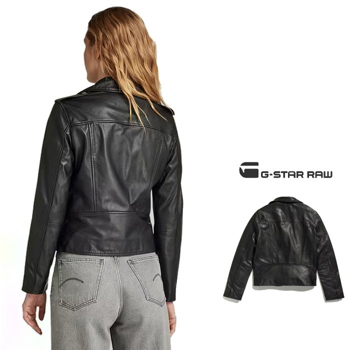 G-STAR　RAW【 ジースターロウ 】D24263-D555-6484【 Leather Biker Jacket 】Womans レザー・ライダース・ジャケットcolor：【 DK BLACK 】ダークブラック