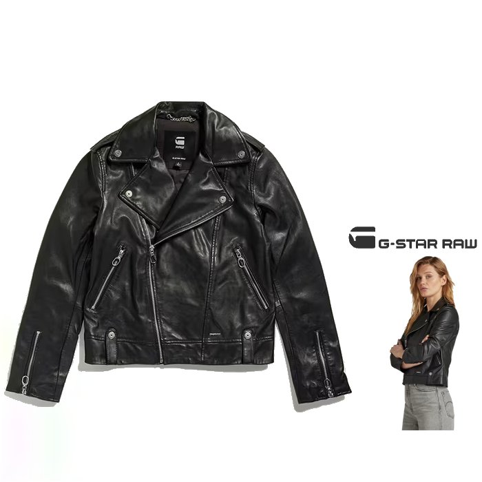 G-STAR　RAW【 ジースターロウ 】D24263-D555-6484【 Leather Biker Jacket 】Womans レザー・ライダース・ジャケットcolor：【 DK BLACK 】ダークブラック