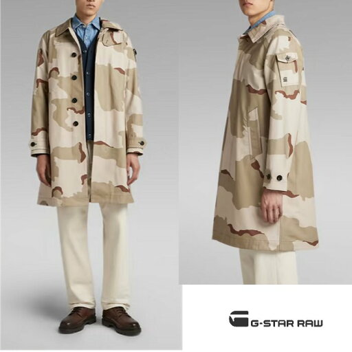 【ジースター・ロゥ】D23216-D326-D935【Camo Trench】リサイクルコットン・デザイン・カモフラージュ・コート color:【 DK BRICK DESERT CAMO 】カモフラージュ柄