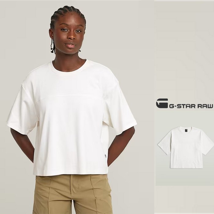 G-STAR RAW【 ジースター ロウ 】D26419-C812-1284G-Script Loose Top半袖・ラウンドクルーネックルーズフィット・Tシャツcolor【 Light Chalk 】ホワイト