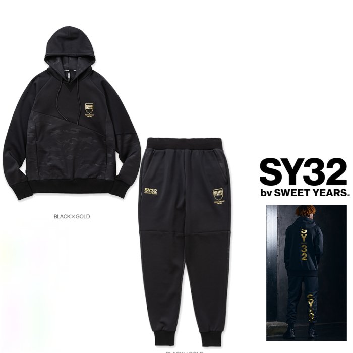 SY32 by SWEET YEARS 磻ƥȥ1351013511 DOBLE KNIT EMBOSS CAMO SHELD LOGO P/O HOODIE &PANTSۥ֥˥åȡܥե顼ա&åȡѥcolor: BKGD LOGO ۥ֥åߥɥ