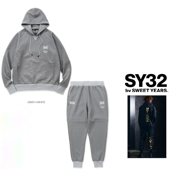 SY32 by SWEET YEARS 磻321351013511DOBLE KNIT EMBOSS CAMO SHELD LOGO P/O HOODIE &PANTSۥ֥˥åȡܥե顼ա&åȡѥcolor: GYWH ۥ졼ߥۥ磻