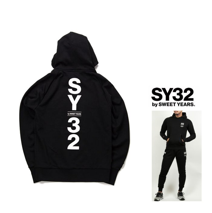 SY32 by SWEET YEARS【 スィートイヤーズ 】TNS1713-2BK 13068【 SHIELD LOGO P/O HOODIE 】フード BIGロゴ プルオーバー パーカーcolor:【 BLACK 】ブラック