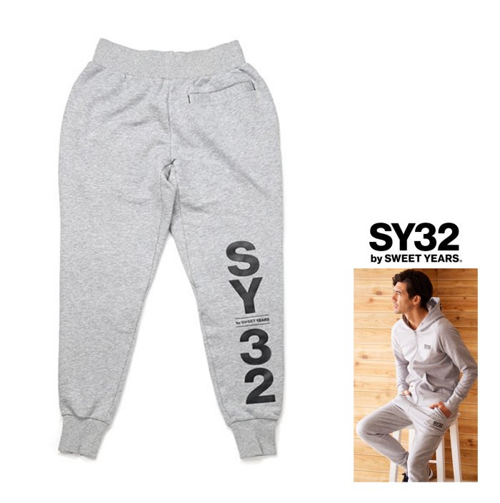 ■■SALE■■SY32 by SWEET YEARS13069 BK（旧品番・TNS1714-2）  BIGロゴ・スェットパンツcolor:グレー