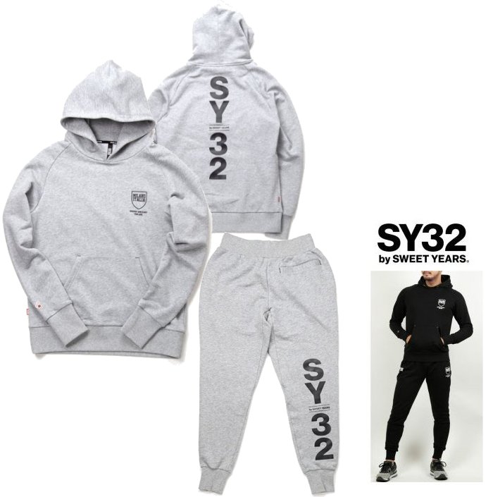 ■■SALE■■SY32 by SWEET YEARS13068・13069（TNS1713・1714 GY）　REGULAR P/O HOODIE SUITSフーデット・プルオーバーBACK・BIGロゴ・パーカー・スーツcolor:グレー