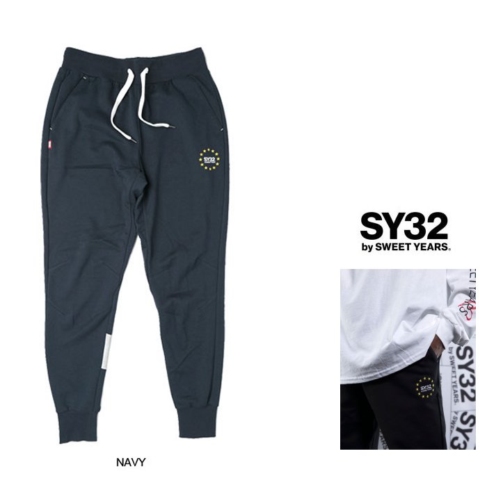 SY32 by SWEET YEARS【 スィートイヤーズ 】TNS1717『WORLD STAR SWEAT PANTS』ロゴ・スウェットパンツcolor:【 NAVY 】ネイビー