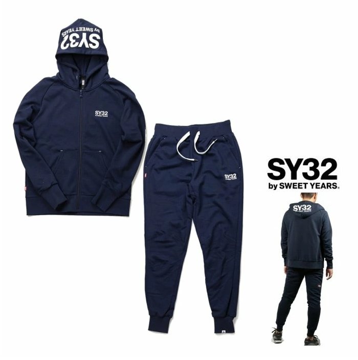 TNS1703・1706 NV REGULAR ZIP HOODIE＆REGULAR SWEAT PANTSBASIC ZIP HOODIE　SET UPフード BIGロゴ・ZIPパーカー＆スェット・スーツcolor:ネイビー