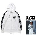 ■■SALE■■SY32 by SWEET YEARS【 エスワイサーティートゥー スィートイヤーズ 】TNS1747 WH 【 LINE TAPE P/O HOODIE 】フーデッド ロゴ ライン スェットプルオーバーフーディーcolor:【 WHITE 】ホワイト