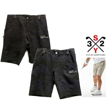 SY32 by SWEET YEARS ★ GOLF【 スィートイヤーズ・ゴルフ 】SYG-2238【 CAMO PATTERN HAWAIIAN PANTS 】カモフラージュ＆ヤシ柄・ショート パンツcolor:【 BLACK 】ブラックcolor:【 NAVY 】ネイビー