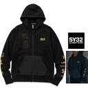 SY32 by SWEET YEARS【 スィートイヤーズ 】13501【TEXTURE MIX ZIP HOODIE 】胸&袖ロゴ・ZIPパーカー・ジャケットcolor:【 BLACK × GOLD LOGO】ブラック×ゴールドロゴ