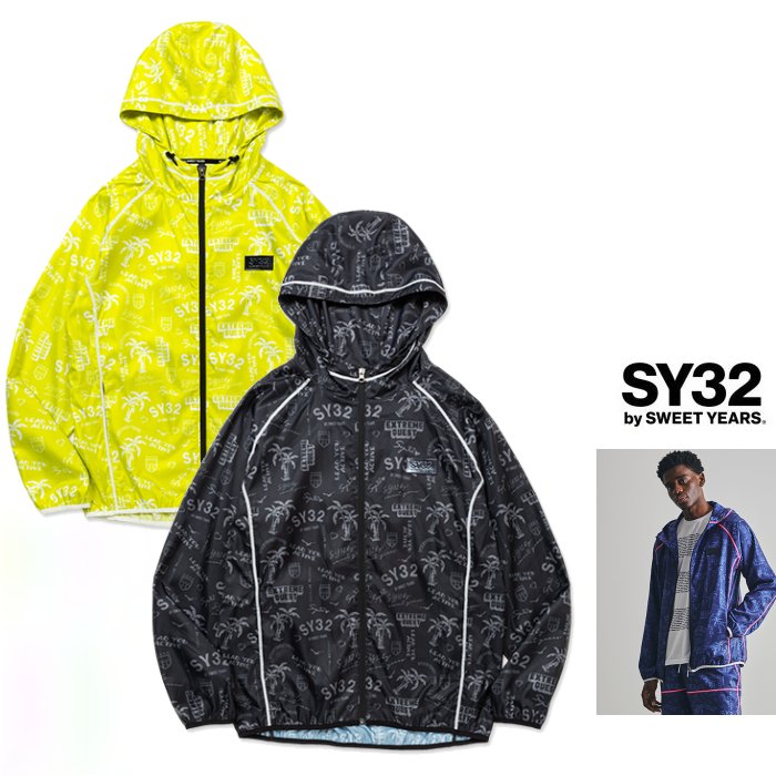 SY32 by SWEET YEARS【 スィートイヤーズ 】14101【 RESORT GRAPHIC WINDBREAKER 】ACTIVE WINDBREAKER ZIP HOODIEフーデッド・アクティブ・ウインドブレーカーcolor:【 BLACK 】ブラックcolor:【 YELLOW 】イエロー