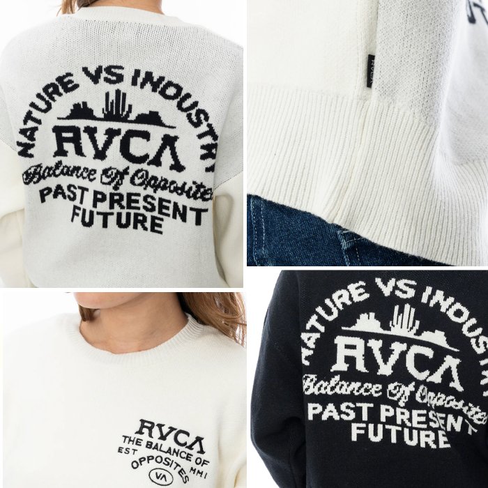 RVCA　【 ルーカ 】BE044650【 LETTERLING KNIT CLO 】LOGO＆ KNIT クルーネック・NATURE VS INDUSTRYレタリング・セーターcolor【 BLK 】ブラック