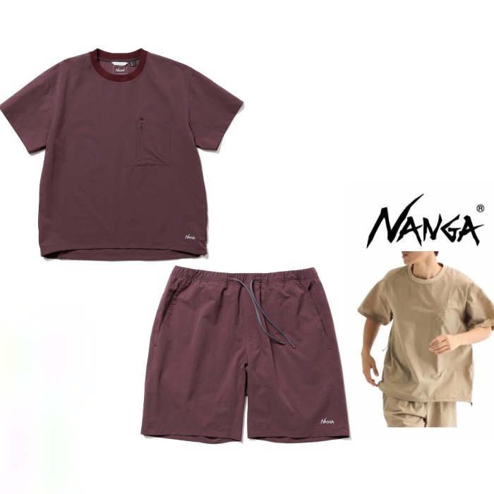 NANGA【 ナンガ 】N2500-1J300A・NW2411-1I903【Dot Air® COMFY SET UPPocket Tee & Short Pants】エアクロス・セットアップスーツColor:【 PLUM 】プラム