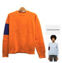 Calvin Klein JEANSRIB CREW MD KNITプルオーバー 袖ラインクルーニットcolor：オレンジ