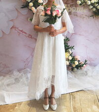2wayで着回しができる♪セパレートドレスウエディングドレス前撮り披露宴結婚式演奏会発表会ミモレ丈パーティードレスボレロセットアップAラインボートネックかわいいおしゃれ花嫁2次会挙式