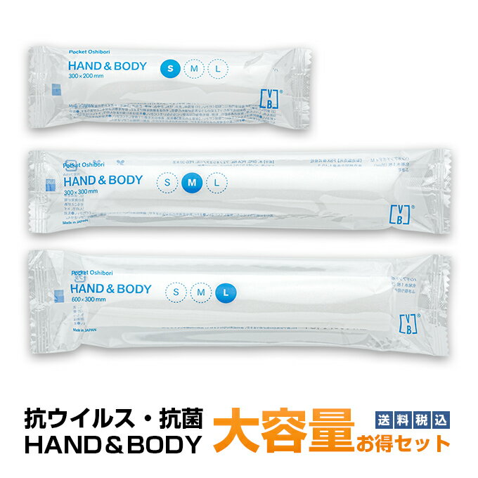 紙おしぼり 厚手 おしゃれ かわいい 使い捨て おしぼり 【 FSX 使い切りボディタオル HAND ＆ BODY S M L 大容量お得セット 】 当店オリジナル 送料無料 国産 高級 日本製 不織布 ( ウェットティッシュ ) (業務用 丸型 平型 ) 抗菌 ウイルスブロック 1