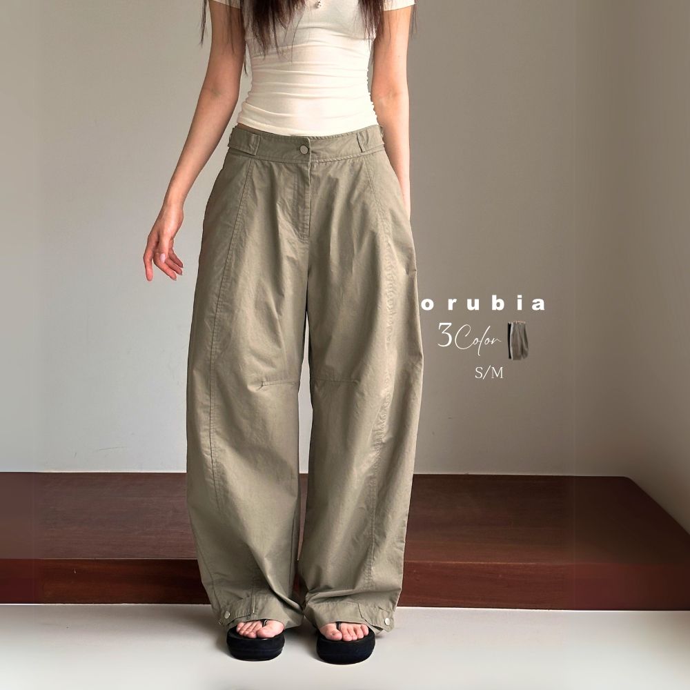 パンツ カーブパンツ バルーンパンツ カーゴ ワーク ワイド スナップ ゆったりめ【orubia オルビア】のサムネイル