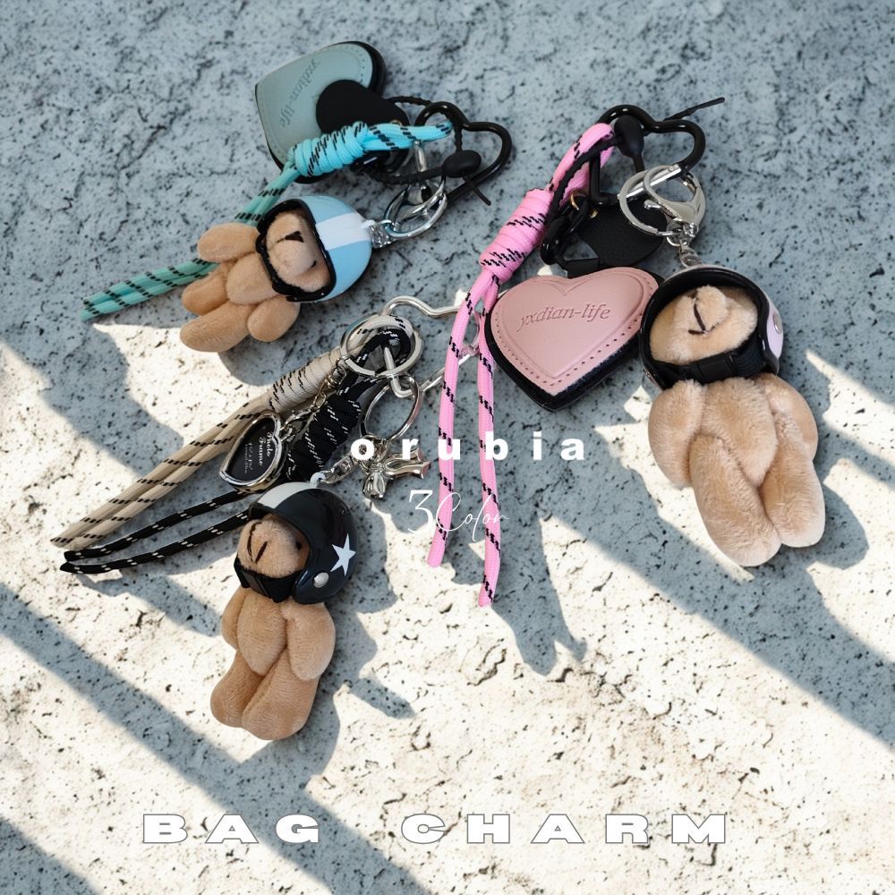 バックチャーム キーチェーン マスコット ベア ハート ヘルメットベア ロープストラップ アメフト ラグ..