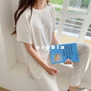 セットアップ シフォン クルーネック ロングシャツ ワイドパンツ【orubia オルビア】