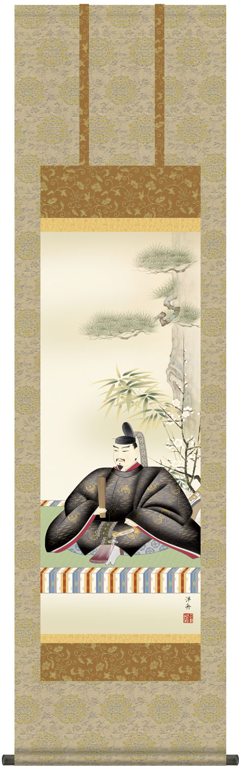 掛け軸 天神 小野洋舟 尺三立 幅44.5cm×丈164cm 【受注製作品 通常10日前後】