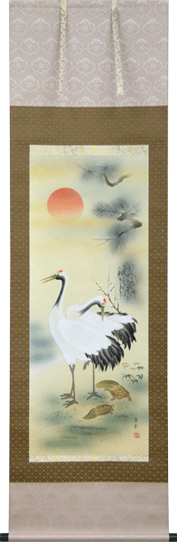 掛軸　松竹梅鶴亀　神山希麗画(掛け軸　尺五立) 幅54cm×丈185cm【あす楽対応】【送料無料】【smtb-kd】【楽ギフ_包装】【楽ギフ_のし宛..