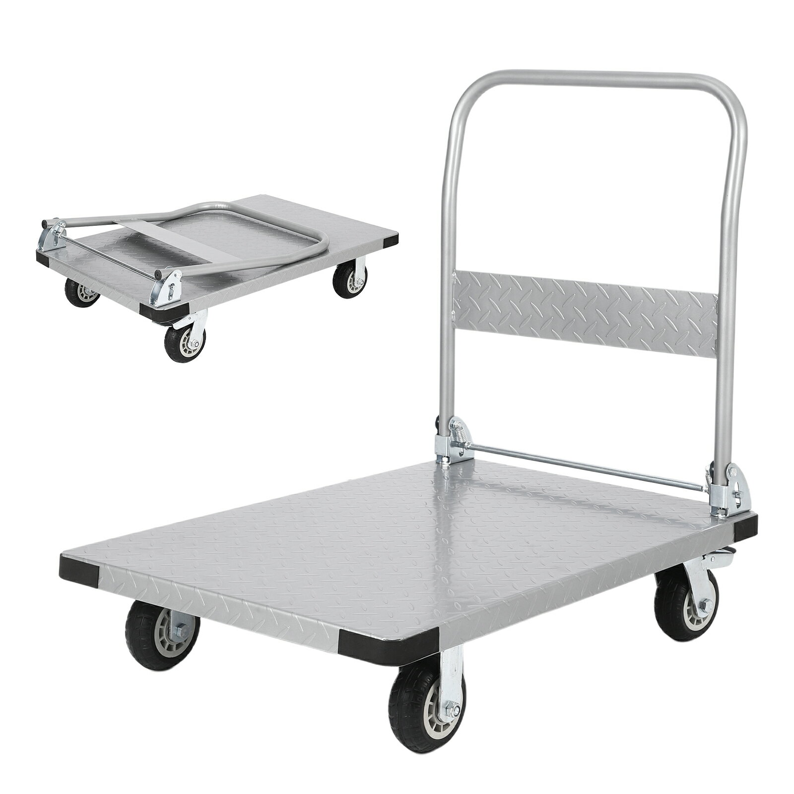 全品ポイント5倍 台車 耐荷重900kg 折りたたみ スチール台車 大型 業務用 手押し台車 平台車 キャスタ..