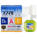 【必ずお読みください】 ●お届けは日本郵便　クリックポスト（ポスト投函）の使用となりますので、お届けまでに1週間前後のお時間を頂きます。 ●メール便（ポスト投函）での配送のため、箱潰れの可能性があります。あらかじめご了承ください。 ●決済方法として、代金引換はご利用いただけません。 ●他の商品と同梱は出来ませんのでご了承ください。 ●ご注文を頂いてから、2～5日後の発送となります。 【医薬品の使用期限】使用期限6ヵ月以上の商品を販売しております。 商品区分：第二類医薬品 【第2類医薬品】スマイル40EXの商品詳細】 使用期限6ヵ月以上の商品を販売しております。 「目の疲れ」「目のかすみ」「充血」「かゆみ」に優れた効き目を発揮する爽快クールなさし心地の目薬。防腐剤無添加です※。 ※防腐剤（ベンザルコニウム塩化物など）を配合していません。 特長 「目の疲れ」「目のかすみ」「充血」「かゆみ」に優れた効き目を発揮する爽快クールなさし心地の目薬です。 トリプルビタミン処方 3種類のビタミン（ビタミンA、ビタミンE、ビタミンB6）が、「目の疲れ」「目のかすみ」を改善。 【ビタミンA】 角膜細胞の正常な働きを助けます。 【ビタミンE】 　目の血行を促進します。 【ビタミンB6】 目の新陳代謝を促進します。 栄養補給 アミノ酸類（L-アスパラギン酸カリウム）が瞳に直接栄養補給。 防腐剤無添加 防腐剤（ベンザルコニウム塩化物など）を配合していません。 スマイルの独自技術により防腐効果を持たせています。 効能 目の疲れ、目のかすみ（目やにの多いときなど）、結膜充血、目のかゆみ、眼瞼炎（まぶたのただれ）、眼病予防（水泳のあと、ほこりや汗が目に入ったときなど）、紫外線その他の光線による眼炎（雪目など）、ハードコンタクトレンズを装着しているときの不快感 ●用法・用量 1日3~6回、1回1~3滴を点眼してください。 用法・用量に関連する注意 (1)過度に使用すると、異常なまぶしさを感じたり、かえって充血を招くことがあります。 (2)小児に使用させる場合には、保護者の指導監督のもとに使用させてください。 (3)容器の先を目やまぶた、まつ毛に触れさせないでください(汚染や異物混入 (目やにやほこり等)の原因になります。)。また、混濁したものは使用しないで ください。 (4)ソフトコンタクトレンズを装着したまま使用しないでください。 (5)点眼用にのみ使用してください。 成分・効能 成分(100mL中) 成分名 含量 レチノールパルミチン酸エステル（ビタミンA） 角膜に直接働き、目の機能を活性化するビタミンです。 30,000単位 酢酸d-α-トコフェロール（天然型ビタミンE） 血行を促進して、栄養を目に補給するビタミンです。 0.05g ピリドキシン塩酸塩（ビタミンB6） 新陳代謝を促す作用があるビタミンです。 0.04g L-アスパラギン酸カリウム（栄養成分） 目に酸素を取り込む栄養成分です。 1g 塩酸テトラヒドロゾリン 目の充血を抑えます。 0.01g クロルフェニラミンマレイン酸塩 目のかゆみなどの不快な症状を抑えます。 0.03g ネオスチグミンメチル硫酸塩 目のピント調節機能を改善します。 0.005g ※添加物として、ホウ酸、トロメタモール、エデト酸Na、BHT、ポリオキシエチレン硬化ヒマシ油、ボリソルベート80、プロピレングリコール、l-メントール、dl-カンフル、d-ボルネオール、pH調整剤を含む。 使用上の注意 相談すること 1．次の人は使用前に医師、薬剤師又は登録販売者に相談してください （1）医師の治療を受けている人。 （2）薬などによりアレルギー症状を起こしたことがある人。 （3）次の症状のある人。はげしい目の痛み （4）次の診断を受けた人。緑内障 2. 使用後、次の症状があらわれた場合は副作用の可能性があるので、直ちに使用を中止し、製品の添付文書を持って医師、薬剤師又は登録販売者に相談してください 関係部位 症　　状 皮膚 発疹・発赤、かゆみ 目 充血、かゆみ、はれ、しみて痛い 3. 次の場合は使用を中止し、製品の添付文書を持って医師、薬剤師又は登録販売者に相談してください （1）目のかすみが改善されない場合。 （2）5〜6日間使用しても症状がよくならない場合。 ●保管及び取扱いの注意 (1)直射日光の当たらない涼しい所に密栓して保管してください。 品質を保持するため、自動車内や暖房器具の近くなど高温の場所(40℃以上)に放置しないでください。 (2)小児の手の届かない所に保管してください。 (3)他の容器に入れ替えないでください(誤用の原因になったり品質が変わります。)。 (4)他の人と共用しないでください。 (5)使用期限(外箱の底面に書いてあります)の過ぎた製品は使用しないでください。 なお、使用期限内であっても一度開封した後は、なるべく早くご使用ください。 (6)容器を横にして点眼したり、保存の状態によっては、容器の先やキャップ部分に成分の結晶が付着することがあります。その場合には清潔なガーゼで軽くふき取って ご使用ください。 (7)品質保持のため脱酸素剤が入っています。透明フィルム開封後は脱酸素剤を捨ててください。 ◇自然環境に配慮し、携帯袋は入れておりません。 [その他の添付文書記載内容] 容器の先を下に向けて点眼 【製造販売元】 ライオン 【お問い合わせ先】 ライオン株式会社 お客様センター 〒130-8644 東京都墨田区本所1-3-7 0120-813-752 9:00〜17:00(土、日、祝日を除く) 【広告文責】：桜彩堂株式会社 登録販売者：茅野洋志 電話番号：03-6915-2273