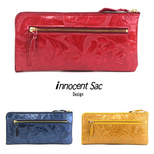 長財布 L字ファスナー 薄型 バラ 花柄 エナメル 型押しレザー innocent Sac イノセントサック 本革 牛革 日本の革 日本製 送料無料 長財布 L字ファスナー 薄型 バラ 花柄 エナメル 型押しレザー innocent Sac イノセントサック 本革 牛革 日本の革 日本製 送料無料