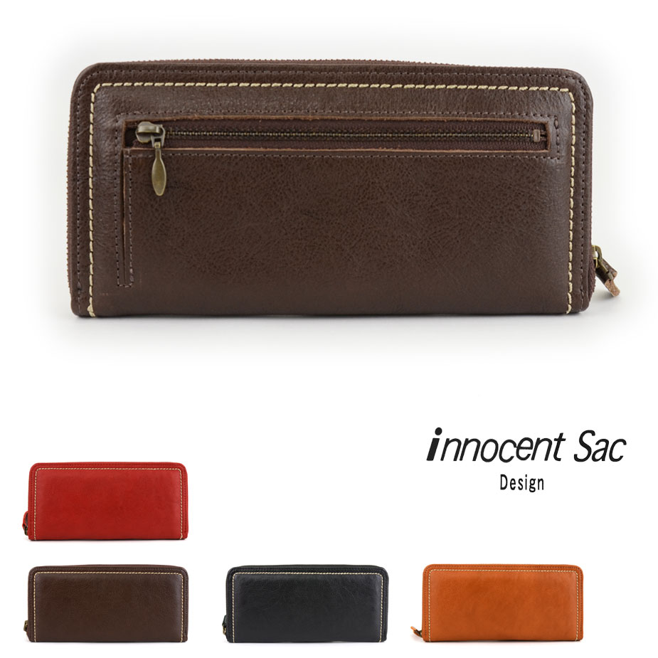 長財布 ラウンドファスナー キップレザー innocent Sac 本革 日本製 送料無料