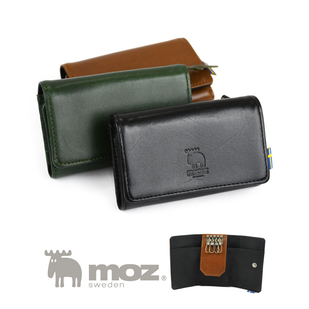 キーケース 4連 三つ折りキーケース お財布機能付き お札 小銭入れ レディース moz モズ 使いやすい ミニ財布 おでかけ財布 多機能 実用的 機能的 YKK 経年変化 本革 NEW SOLID ニューソリッド ー Elk エルク 型押し 北欧 牛革 経年変化 スウェーデン sweden ヘラジカ 86115
