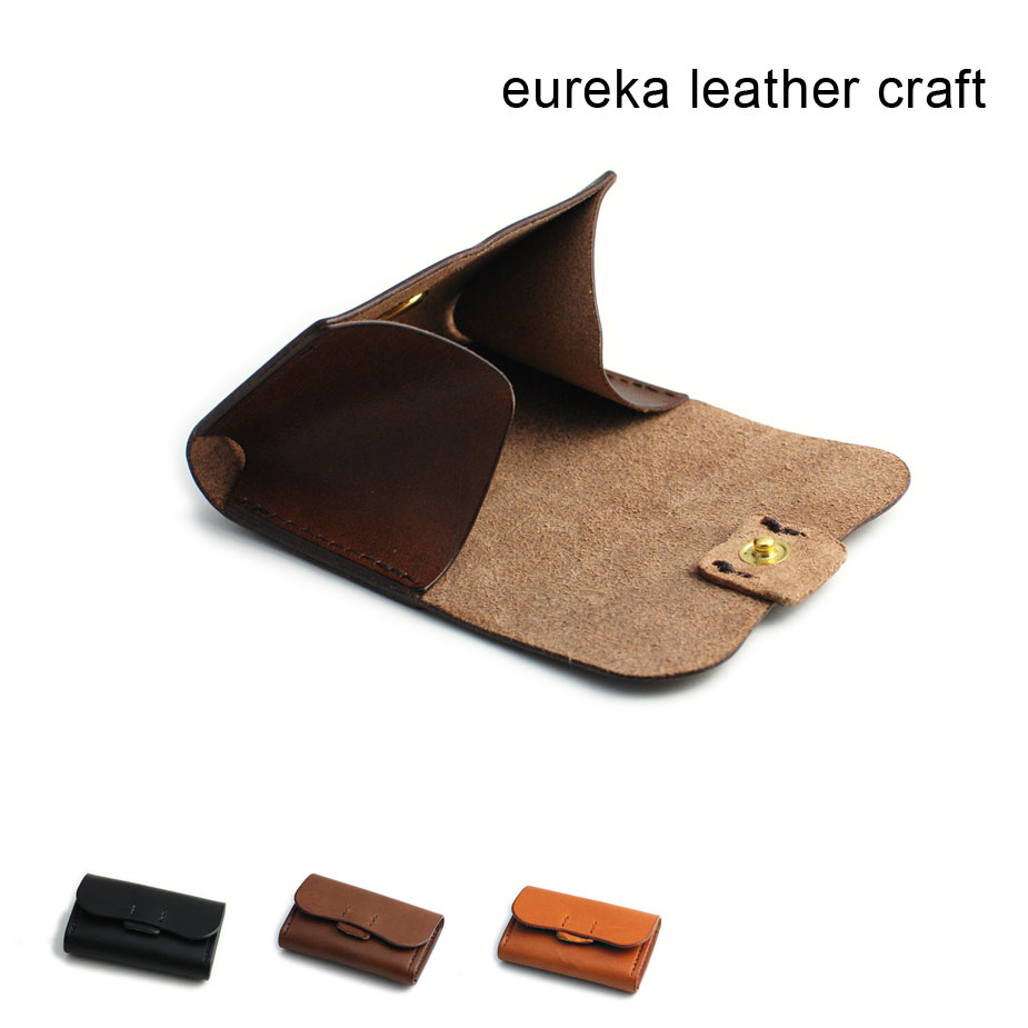 本革財布 コインケース 小銭入れ ミニ財布日本製 ヌメ革 eureka leathercraft ユリカレザークラフト eurekaLC かぶせ 日本の革 牛革 スムースレザー 姫路レザー 送料無料 キャメル ダークブラウン ブラック ブラウン 父の日 プレゼント ギフト