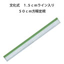 文化　ライン入り方眼定規50cm（パッチワーク　図案　等間隔　ぬいしろ　平行　30cm　50cm　幅広　方眼　方眼定規　安い　使いやすい　メモリ　縫い代　見やすい）おさいほう屋