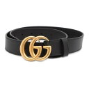 グッチ ベルト ダブルG バックル スリム GGマーモント レザー サイズ75 414516 GUCCI 黒 メンズ 【安心保証】 【中古】 グッチ ベルト GUCCI