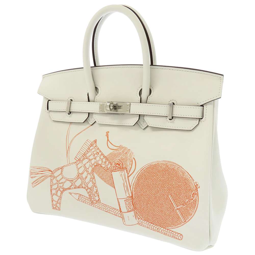 エルメス バーキン25 IN AND OUT ブラン/シルバー金具 スイフト U刻印 HERMES Birkin 白 【中古】 エルメス バーキン エルメス バッグ エルメス レディース HERMES Birkin HERMES BAG