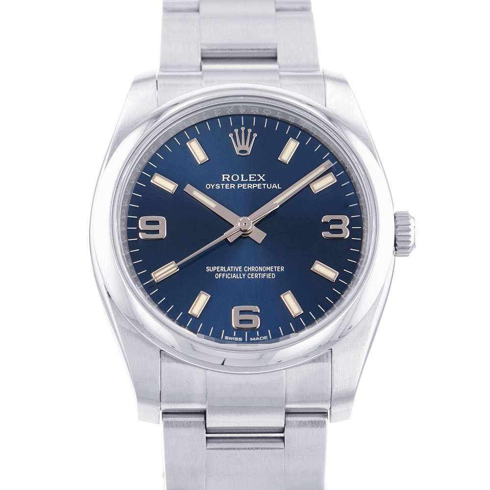 ロレックス オイスターパーペチュアル34 ランダムシリアル ルーレット 114200 ROLEX 腕時計 ブルー文字盤 【安心保証】 【中古】 ロレックス オイスターパーペチュアル ROLEX ロレックス