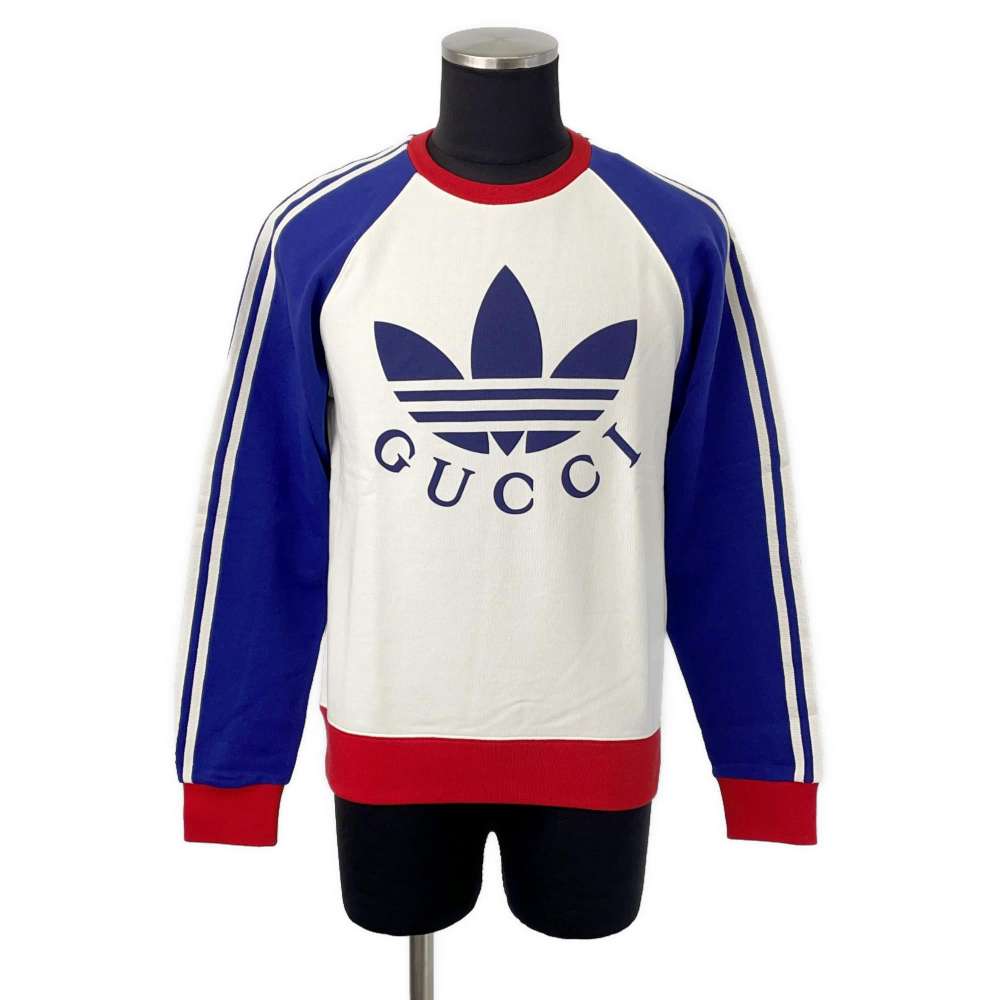 楽天大阪のブランド屋さんグッチ トレーナー アディダスコラボ コットン メンズサイズXS 722951 GUCCI adidas スウェット 白 【安心保証】 【中古】 グッチ トレーナー グッチ メンズ GUCCI