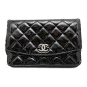 シャネル チェーンウォレット ブリリアント マトラッセ パテント ココマーク 長財布 A48692 CHANEL 財布 黒 【安心保証】 【中古】 シャネル チェーンウォレット 財布 シャネル レディース CHANEL WALLET