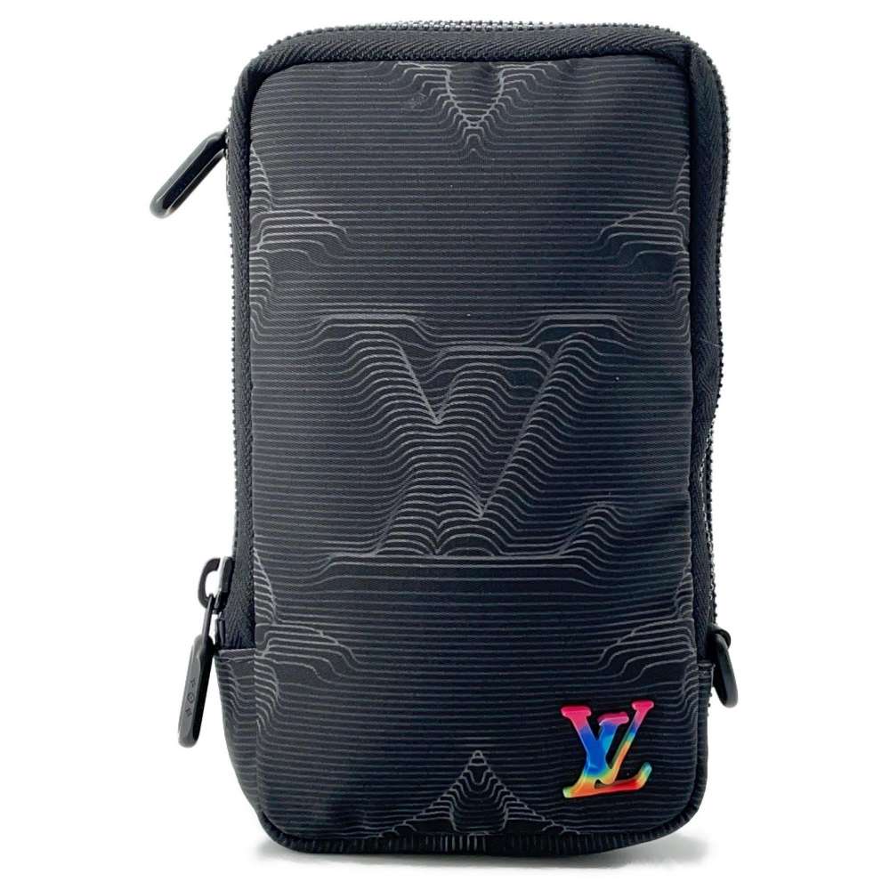 ルイヴィトン ポーチ 3Dモノグラム ダブル・フォン ポーチ M80141 LOUIS VUITTON ヴィトン メンズ 黒 【安心保証】 【中古】 ルイ・ヴィトン モノグラム ショルダーウォレット ルイ ヴィトン ポーチ ルイ ヴィトン LOUIS VUITTON BAG