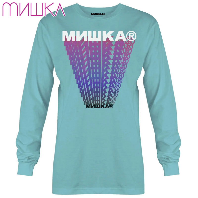 yUSz~VJ MISHKA CYRILLIC BLOCK TRAILS L/S TEE(CELADON)~VJT MISHKAT ~VJ MISHKA ~VJS MISHKAS ~VJLOGO MISHKALOGO