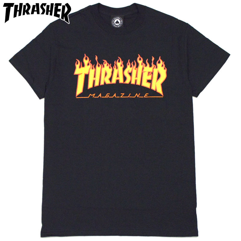 XbV[ THRASHER FLAME LOGO.TEE(ubN  BLACK YELLOW)XbV[TVc THRASHERTVc XbV[ THRASHER XbV[tCS THRASHERtCS FLAMELOGO